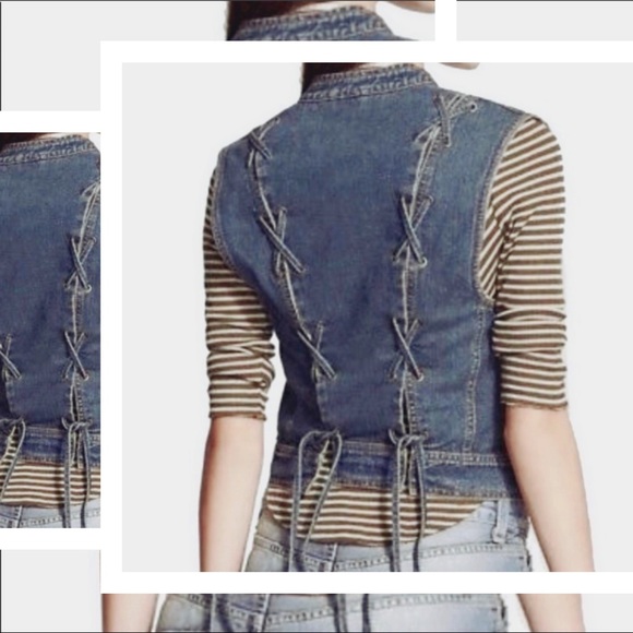 Free People Jackets & Blazers - Free People | S | Jean Vest | Lace up back